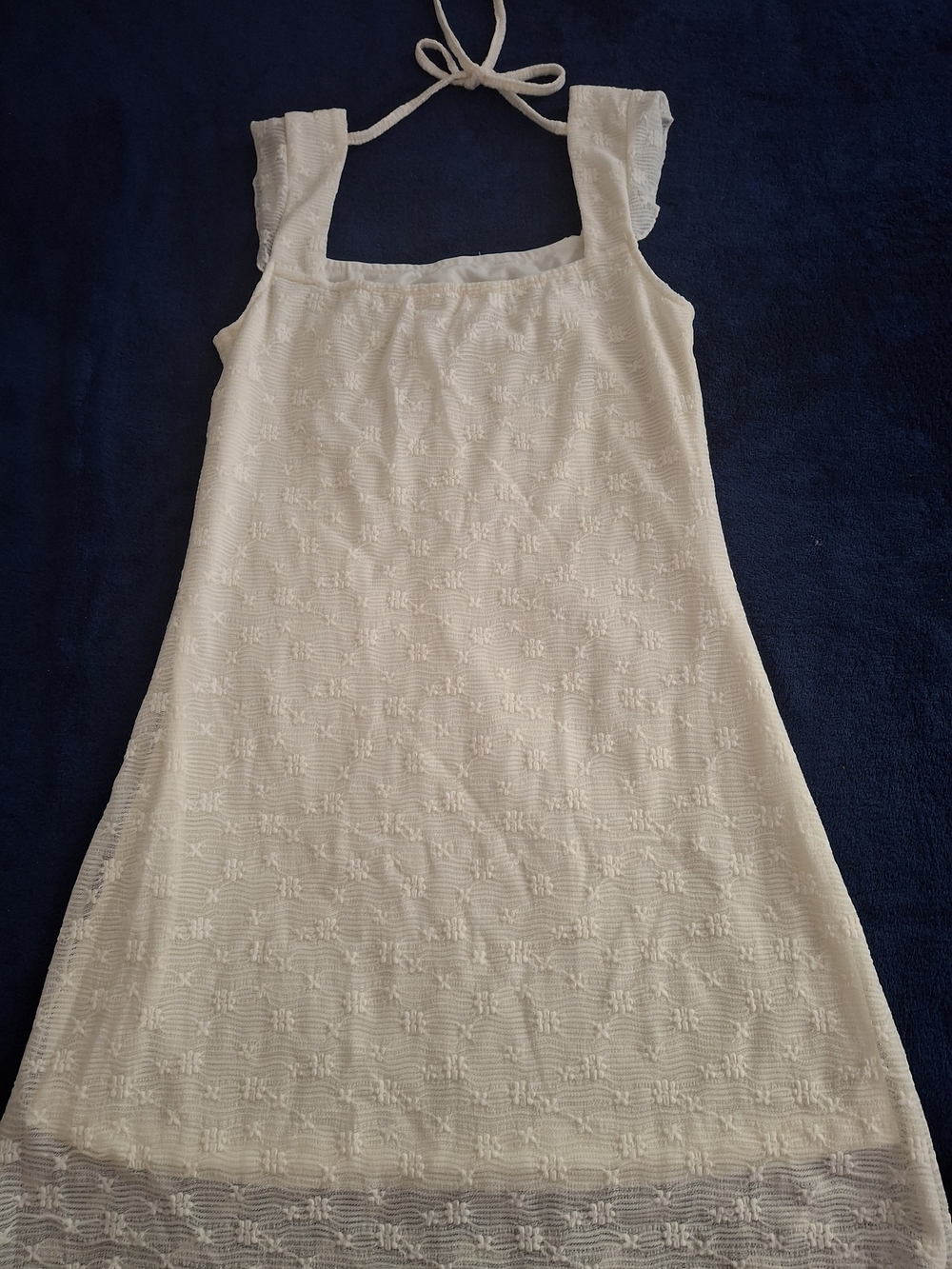 Girls' Cream Eyelet Halter Sundress